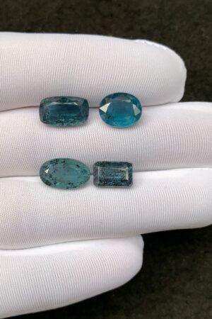 Natural Teal Green Kyanite Gemstone Faceted Cut Mix Shape 9-12 MM 4 Pcs Teal Green Kyanite High Quality Gemstone Wholesale gems SM24110