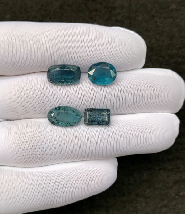 Natural Teal Green Kyanite Gemstone Faceted Cut Mix Shape 9-12 MM 4 Pcs Teal Green Kyanite High Quality Gemstone Wholesale gems SM24110