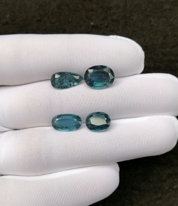 Natural Teal Green Kyanite Gemstone Faceted Cut Mix Shape 9-12 MM 4 Pcs Teal Green Kyanite High Quality Gemstone Wholesale gems SM24111