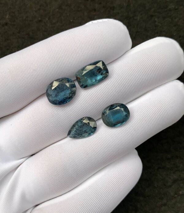 Natural Teal Green Kyanite Gemstone Faceted Cut Mix Shape 10-11 MM 4 Pcs Teal Green Kyanite High Quality Gemstone Wholesale gems SM24112 - Image 2