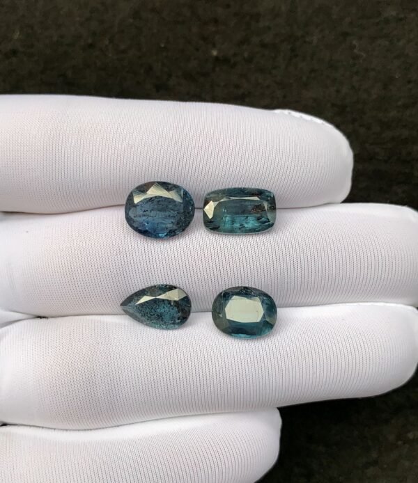 Natural Teal Green Kyanite Gemstone Faceted Cut Mix Shape 10-11 MM 4 Pcs Teal Green Kyanite High Quality Gemstone Wholesale gems SM24112