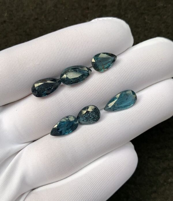 Natural Teal Green Kyanite Gemstone Faceted Cut Pear Shape 10-13 MM 6 Pcs Teal Green Kyanite High Quality Gemstone Wholesale gems SM24115 - Image 2