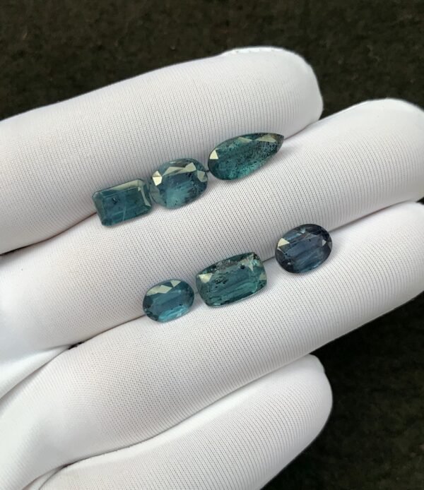 Natural Teal Green Kyanite Gemstone Faceted Cut Mix Shape 8-12 MM 6 Pcs Teal Green Kyanite High Quality Gemstone Wholesale gems SM24118 - Image 2