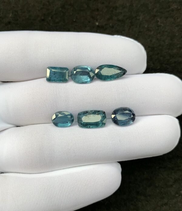 Natural Teal Green Kyanite Gemstone Faceted Cut Mix Shape 8-12 MM 6 Pcs Teal Green Kyanite High Quality Gemstone Wholesale gems SM24118