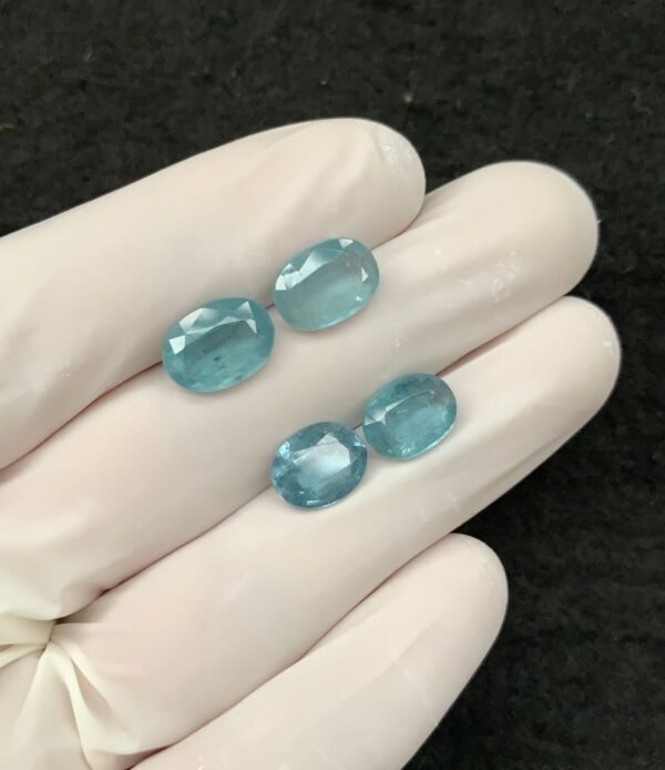 Natural Aqua Kyanite Gemstone Faceted Cut Oval Shape 10-11 MM 4 Pcs Aqua Kyanite High Quality Gemstone Wholesale gems SM24127 - Image 2