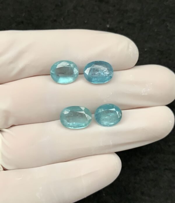 Natural Aqua Kyanite Gemstone Faceted Cut Oval Shape 10-11 MM 4 Pcs Aqua Kyanite High Quality Gemstone Wholesale gems SM24128