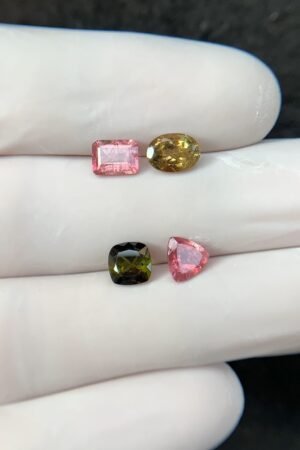Natural Tourmaline Gemstone Faceted Cut Mix Shape High Quality Loose Gemstones For Jewelry Making 6-7 MM Size 4 Pcs SM24202