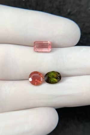 Natural Tourmaline Gemstone Faceted Cut Mix Shape High Quality Loose Gemstones For Jewelry Making 6-8 MM Size 3 Pcs SM24218