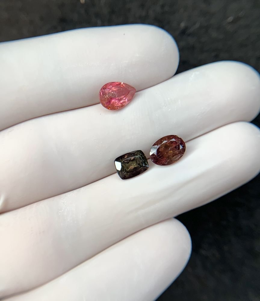 Natural Tourmaline Gemstone Faceted Cut Mix Shape High Quality Loose Gemstones For Jewelry Making 7-8 MM Size 3 Pcs SM24219 - Image 2