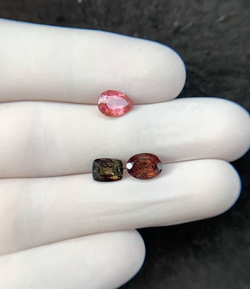 Natural Tourmaline Gemstone Faceted Cut Mix Shape High Quality Loose Gemstones For Jewelry Making 7-8 MM Size 3 Pcs SM24219