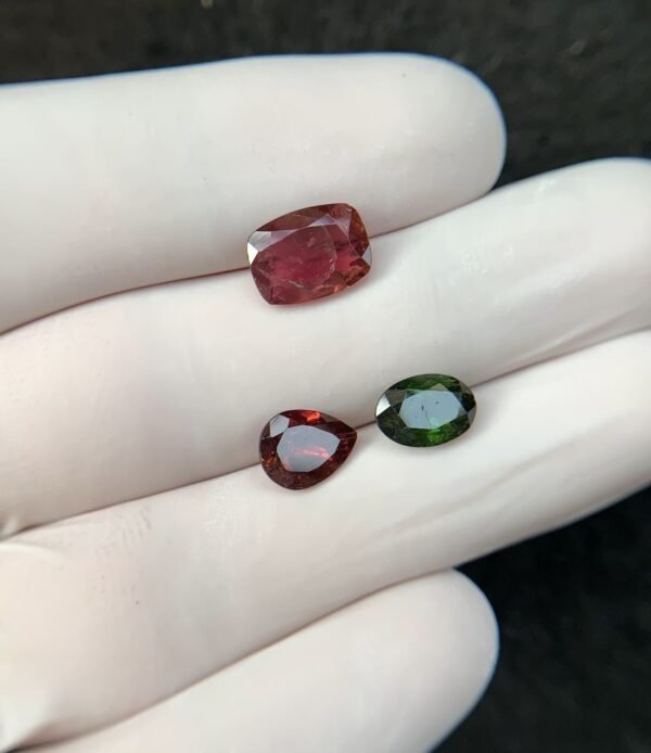 Natural Tourmaline Gemstone Faceted Cut Mix Shape High Quality Loose Gemstones For Jewelry Making 9-10 MM Size 3 Pcs SM24220 - Image 2