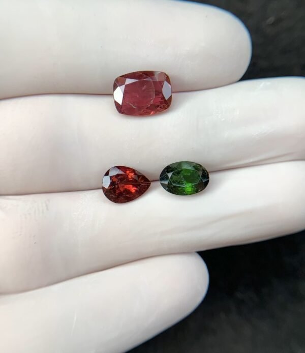 Natural Tourmaline Gemstone Faceted Cut Mix Shape High Quality Loose Gemstones For Jewelry Making 9-10 MM Size 3 Pcs SM24220