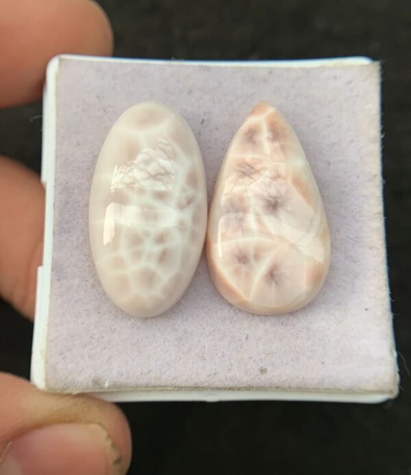 Natural Thomsonite Gemstone Smooth Mix Cabochon High Quality Thomsonite Gemstone Cabs Jewelry Making 25x14 MM Size 2 Pcs SM24232