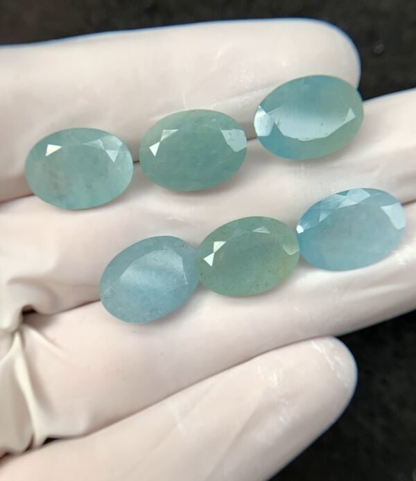 Natural Aquamarine Faceted Cut Oval Shape High Quality Loose Gemstones For Jewelry Making 14x10 MM Size 6 Pcs SM24236 - Image 2