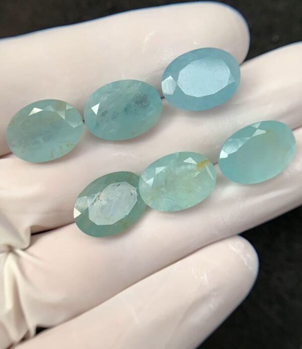 Natural Aquamarine Faceted Cut Oval Shape High Quality Loose Gemstones For Jewelry Making 14x10 MM Size 6 Pcs SM24237 - Image 2