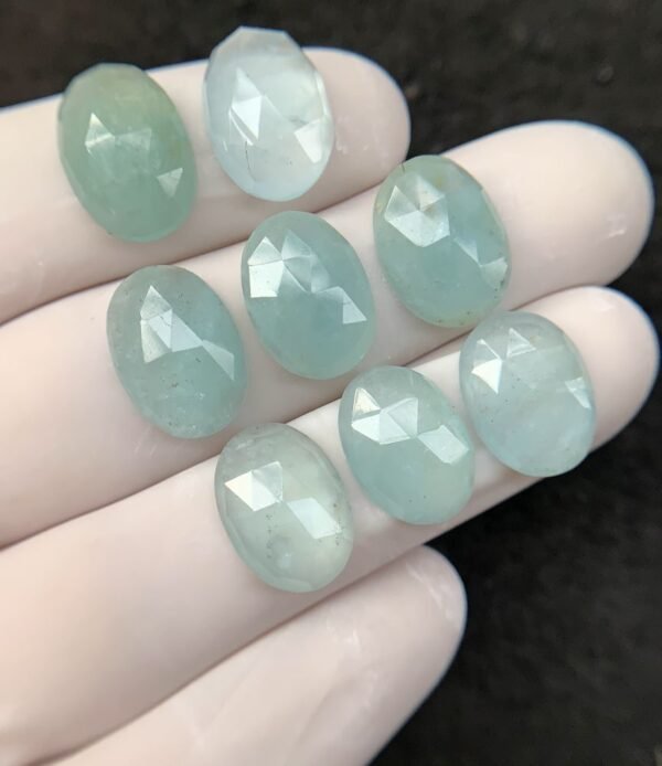 Natural Aquamarine Gemstone Rose Cut Oval Shape Cabochon High Quality Loose Gemstones For Jewelry Making 14x10 MM Size 8 Pcs SM24239 - Image 2