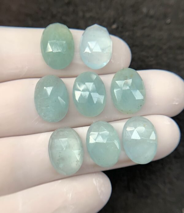 Natural Aquamarine Gemstone Rose Cut Oval Shape Cabochon High Quality Loose Gemstones For Jewelry Making 14x10 MM Size 8 Pcs SM24239