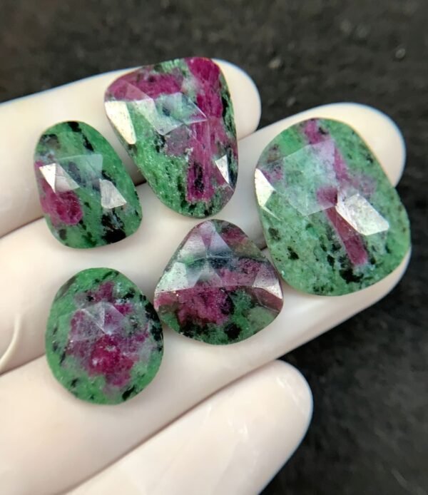 Natural Ruby Zoisite Gemstone Rose Cut Fancy Shape High Quality Loos Gemstone Cabochon For Jewelry Making 17-24 MM Size 5 Pcs SM24247 - Image 2
