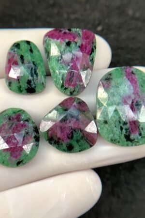 Natural Ruby Zoisite Gemstone Rose Cut Fancy Shape High Quality Loos Gemstone Cabochon For Jewelry Making 17-24 MM Size 5 Pcs SM24247