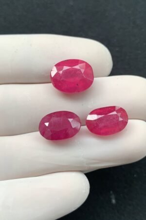Natural Pink Sapphire Gemstone Faceted Cut Oval Shape High Quality Loose Gemstones For Jewelry Making 13-14 MM Size 3 Pcs SM24333