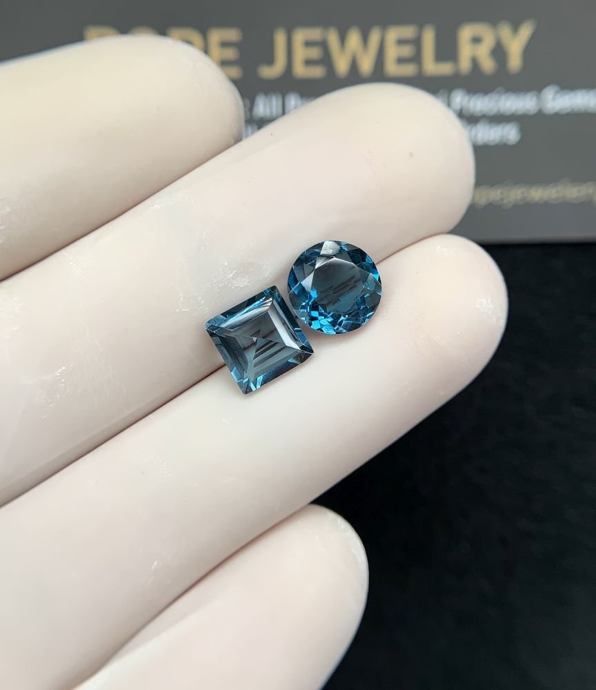 Natural London Blue Topaz Gemstone Faceted Cut Mix Shape High Quality Loose Gemstones For Jewelry Making 7-8 MM Size 2 Pcs SM24372
