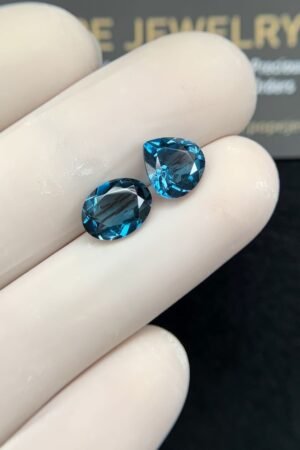 Natural London Blue Topaz Gemstone Faceted Cut Mix Shape High Quality Loose Gemstones For Jewelry Making 8-9 MM Size 2 Pcs SM24373