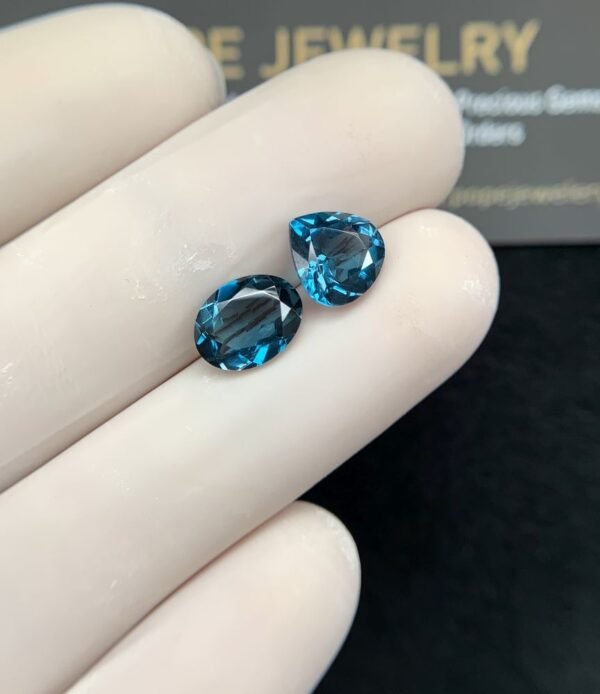 Natural London Blue Topaz Gemstone Faceted Cut Mix Shape High Quality Loose Gemstones For Jewelry Making 8-9 MM Size 2 Pcs SM24373