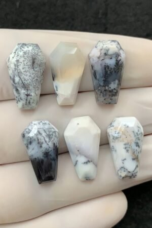 Natural Dendrite Opal Gemstone Step Cut Coffin Shape Cabochon High Quality Loose Gemstones For Jewelry Making 18x10 MM Size 6 Pcs SM2531