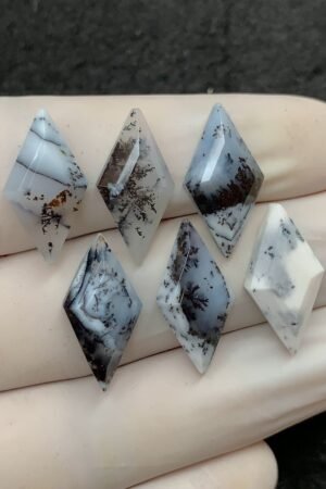Natural Dendrite Opal Gemstone Step Cut Fancy Shape Cabochon High Quality Loose Gemstones For Jewelry Making 20x10 MM Size 6 Pcs V2534