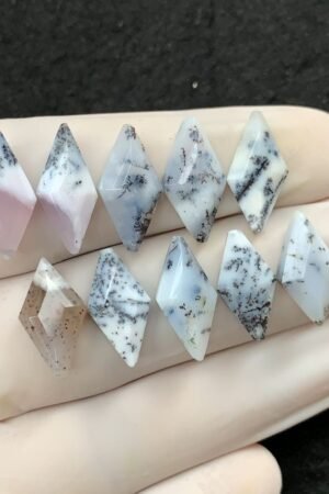 Natural Dendrite Opal Gemstone Step Cut Fancy Shape Cabochon High Quality Loose Gemstones For Jewelry Making 17x8 MM Size 10 Pcs V2536