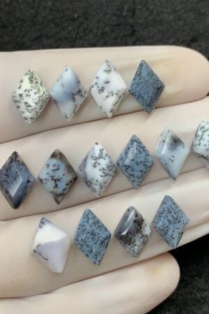 Natural Dendrite Opal Gemstone Step Cut Fancy Shape Cabochon High Quality Loose Gemstones For Jewelry Making 12-13 MM Size 14 Pcs V2538