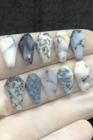 Natural Dendrite Opal Gemstone Step Cut Coffin Shape Cabochon High Quality Loose Gemstones For Jewelry Making 15x8 MM Size 10 Pcs V2539