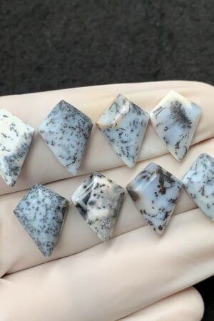 Natural Dendrite Opal Gemstone Step Cut Fancy Shape Cabochon High Quality Loose Gemstones For Jewelry Making 16x12 MM Size 8 Pcs V2543