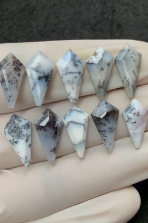Natural Dendrite Opal Gemstone Step Cut Fancy Shape Cabochon High Quality Loose Gemstones For Jewelry Making 16x8 MM Size 10 Pcs V2544