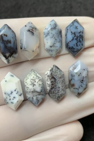 Natural Dendrite Opal Gemstone Step Cut Hexagon Shape Cabochon High Quality Loose Gemstones For Jewelry Making 16x8 MM Size 8 Pcs V2547