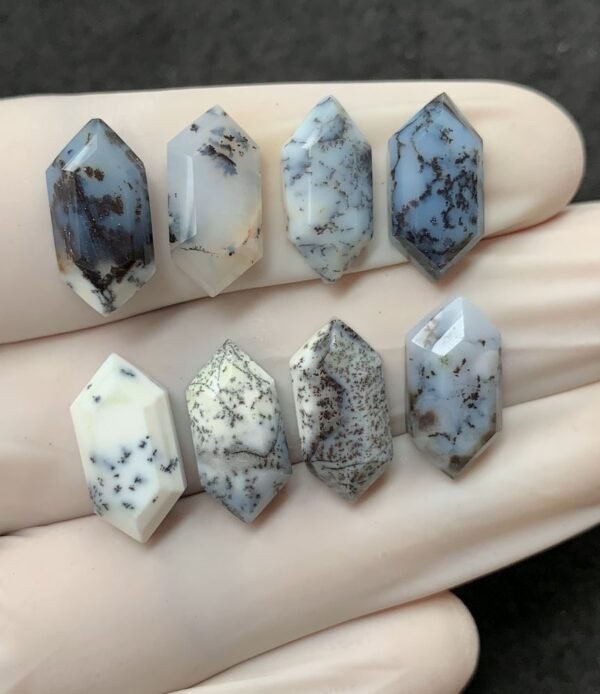 Natural Dendrite Opal Gemstone Step Cut Hexagon Shape Cabochon High Quality Loose Gemstones For Jewelry Making 16x8 MM Size 8 Pcs V2547