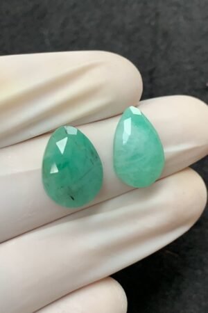 Natural Emerald Gemstone Rose Cut Mix Shape Cabochon High Quality Loose Gemstones For Jewelry Making 15-16 MM Size 2 Pcs V2550