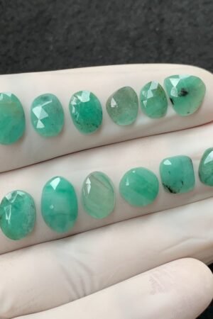 Natural Emerald Gemstone Rose Cut Mix Shape Cabochon High Quality Loose Gemstones For Jewelry Making 8-12 MM Size 12 Pcs V2553