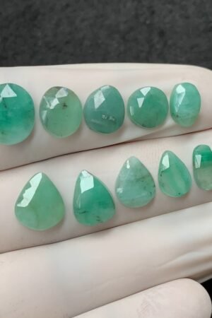 Natural Emerald Gemstone Rose Cut Mix Shape Cabochon High Quality Loose Gemstones For Jewelry Making 8-12 MM Size 10 Pcs V2554