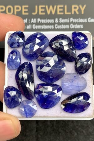 Natural Blue Sapphire Gemstone Rose Cut Mix Shape Cabochon High Quality Loose Gemstones For Jewelry Making 17-8 MM Size 13 Pcs V2685