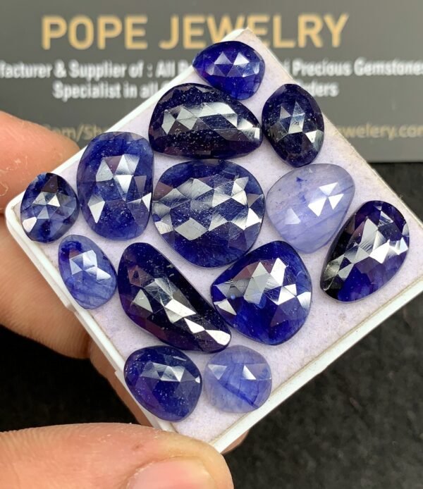 Natural Blue Sapphire Gemstone Rose Cut Mix Shape Cabochon High Quality Loose Gemstones For Jewelry Making 17-8 MM Size 13 Pcs V2685 - Image 2