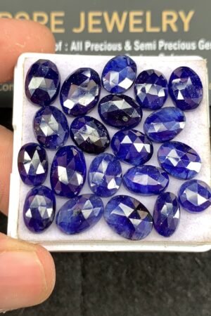 Natural Blue Sapphire Gemstone Rose Cut Mix Shape Cabochon High Quality Loose Gemstones For Jewelry Making 11-7 MM Size 20 Pcs V2686