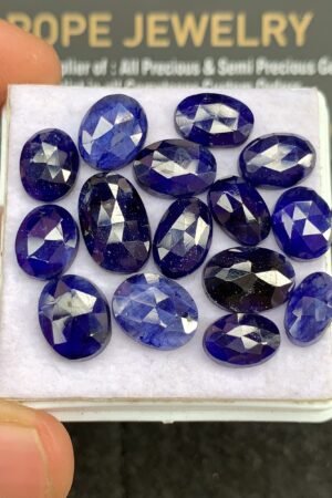 Natural Blue Sapphire Gemstone Rose Cut Mix Shape Cabochon High Quality Loose Gemstones For Jewelry Making 13-9 MM Size 15 Pcs V2688