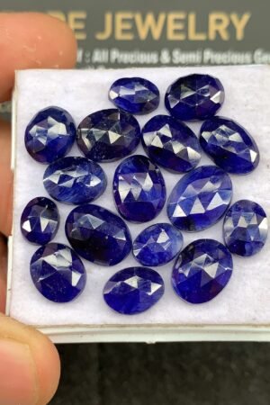 Natural Blue Sapphire Gemstone Rose Cut Mix Shape Cabochon High Quality Loose Gemstones For Jewelry Making 11-7 MM Size 16 Pcs V2691