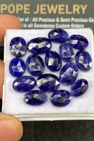 Natural Blue Sapphire Gemstone Rose Cut Mix Shape Cabochon High Quality Loose Gemstones For Jewelry Making 11-9 MM Size 15 Pcs V2692