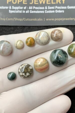 Natural Ocean Jasper Gemstone Smooth Round Shape Cabochon High Quality Loose Gemstones For Jewelry Making 6-12 MM Size 10 Pcs V2700