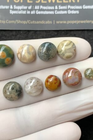 Natural Ocean Jasper Gemstone Smooth Round Shape Cabochon High Quality Loose Gemstones For Jewelry Making 6-12 MM Size 9 Pcs V2701