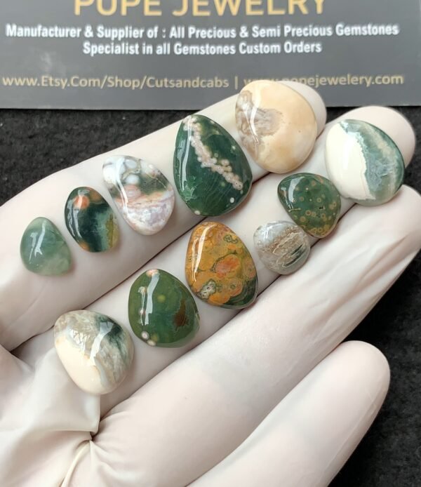 Natural Ocean Jasper Gemstone Smooth Fancy Shape Cabochon High Quality Loose Gemstones For Jewelry Making 10-18 MM Size 11 Pcs V2702 - Image 3
