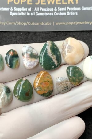 Natural Ocean Jasper Gemstone Smooth Fancy Shape Cabochon High Quality Loose Gemstones For Jewelry Making 10-18 MM Size 11 Pcs V2702
