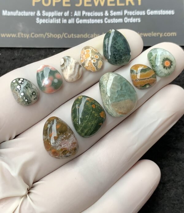 Natural Ocean Jasper Gemstone Smooth Fancy Shape Cabochon High Quality Loose Gemstones For Jewelry Making 10-17 MM Size 10 Pcs V2703 - Image 2